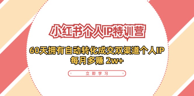 小红书个人IP陪跑营：两个月打造自动转化成交的多渠道个人IP，每月收入2w+（30节）-轻创淘金网