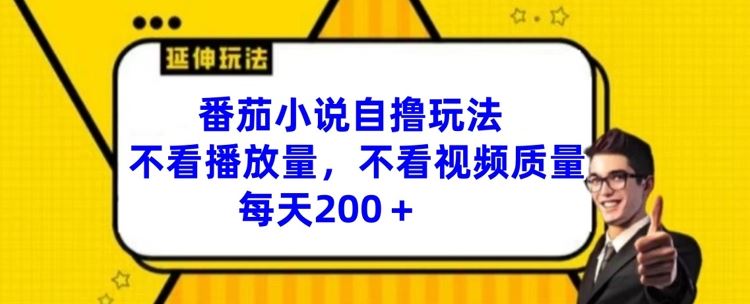 番茄小说自撸玩法，不看播放量，不看视频质量，每天200+【揭秘】-轻创淘金网